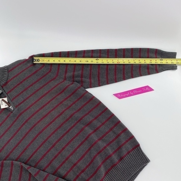 Prince & Fox Gray/Wine Zipper Pull Men’s Sweater - Picture 4 of 9
